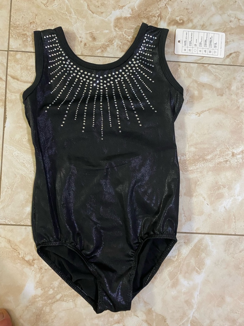 Amazon Black Girls' Sparkle Rhinestone Gymnastics Leotard